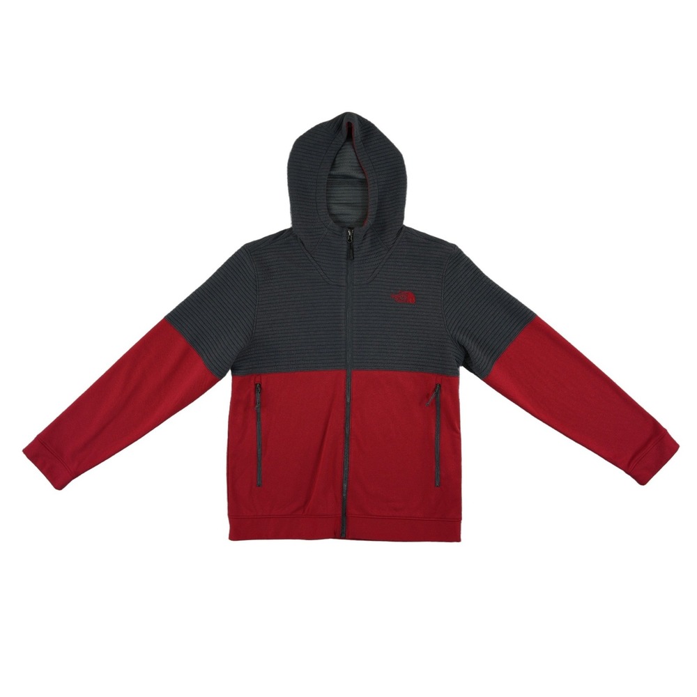The North Face Full Zip Hoodie Men's Size Large Red Gray Colorblock Jacket‎
